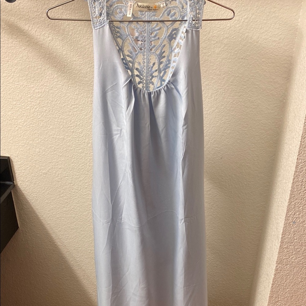 Light Blue Lace DetailSleeveless Maxi Dress Small NWT Summer Homecoming